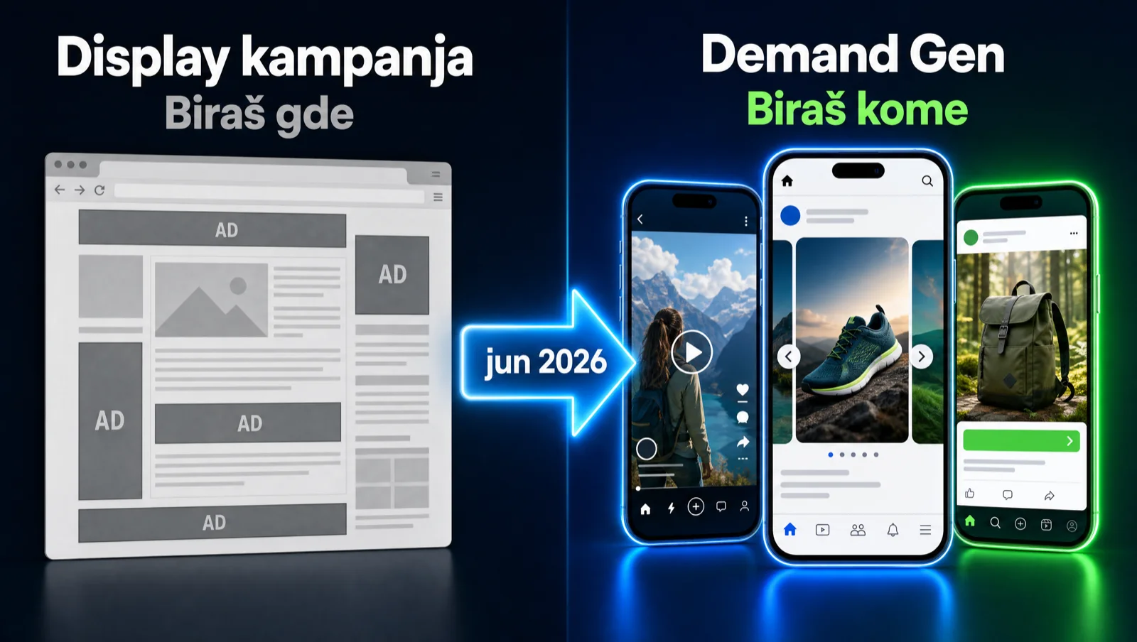 Poređenje starog Google Display Network-a i Demand Gen kampanje